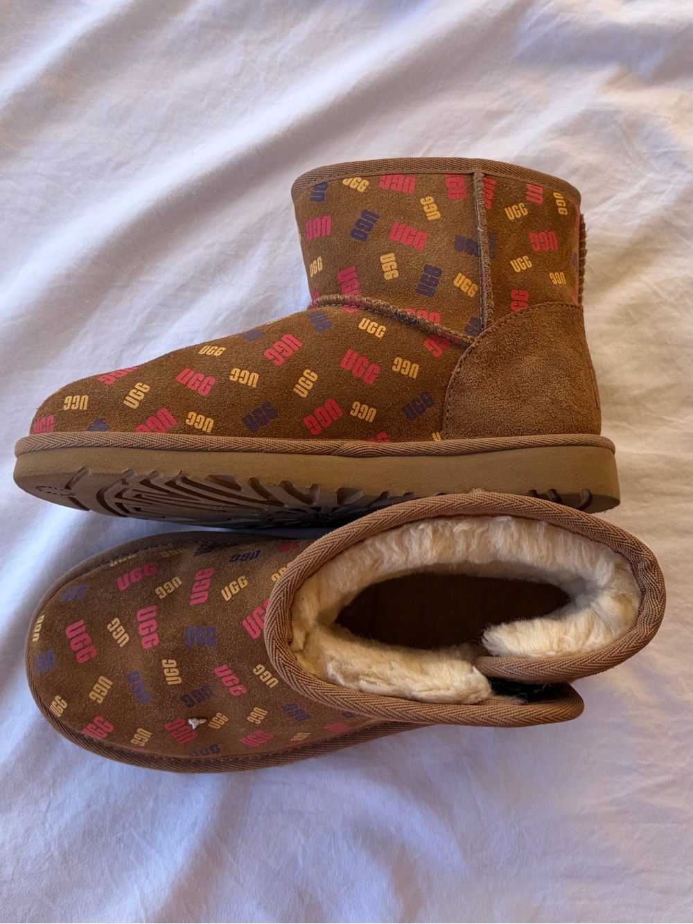 UGG Kids Like New!! Jona Confetti Logo Suede Boots Sz 3